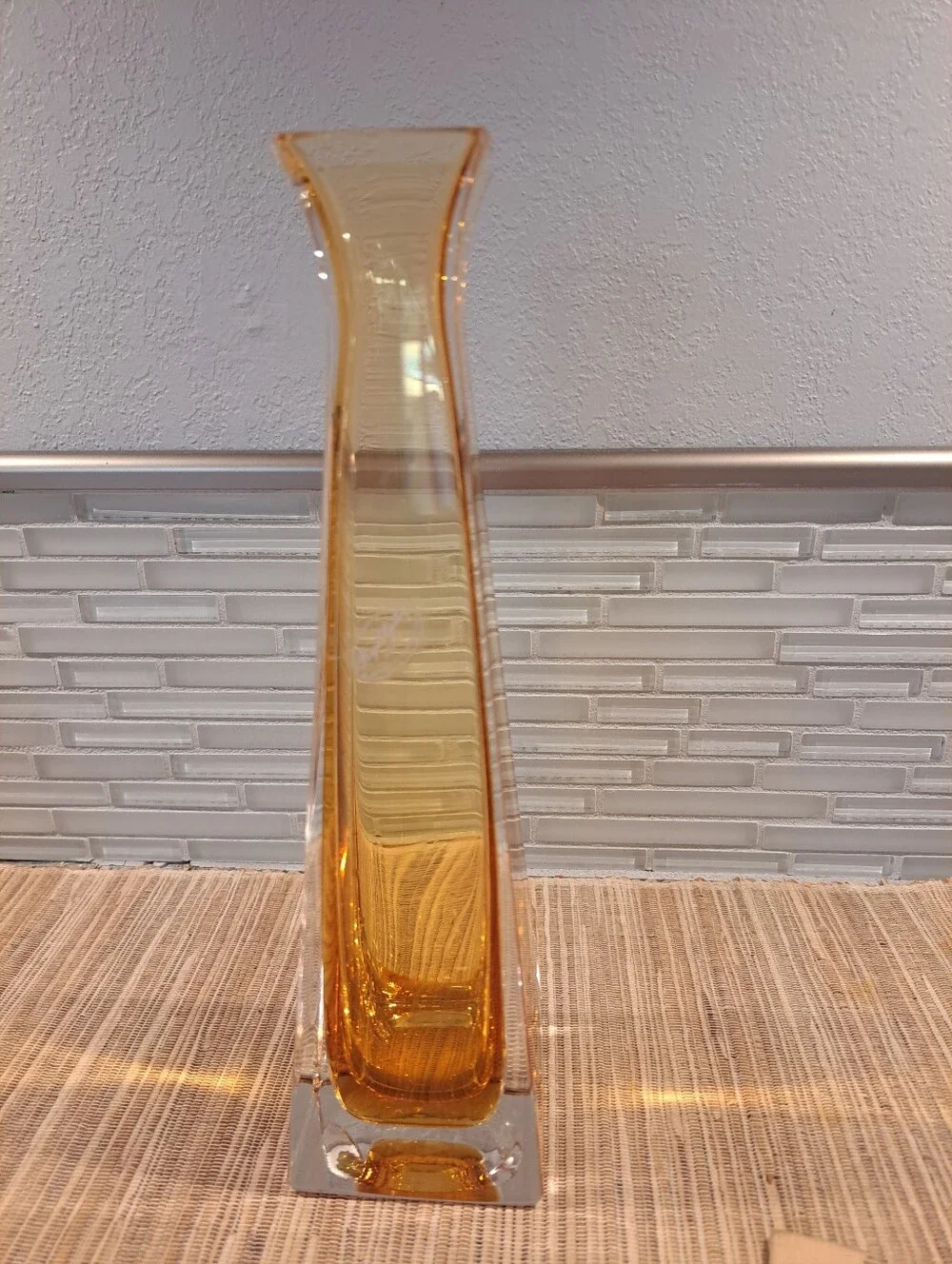 Royal Gallery Lead Crystal 10.5” Naomi Amber Vase Made in Italy